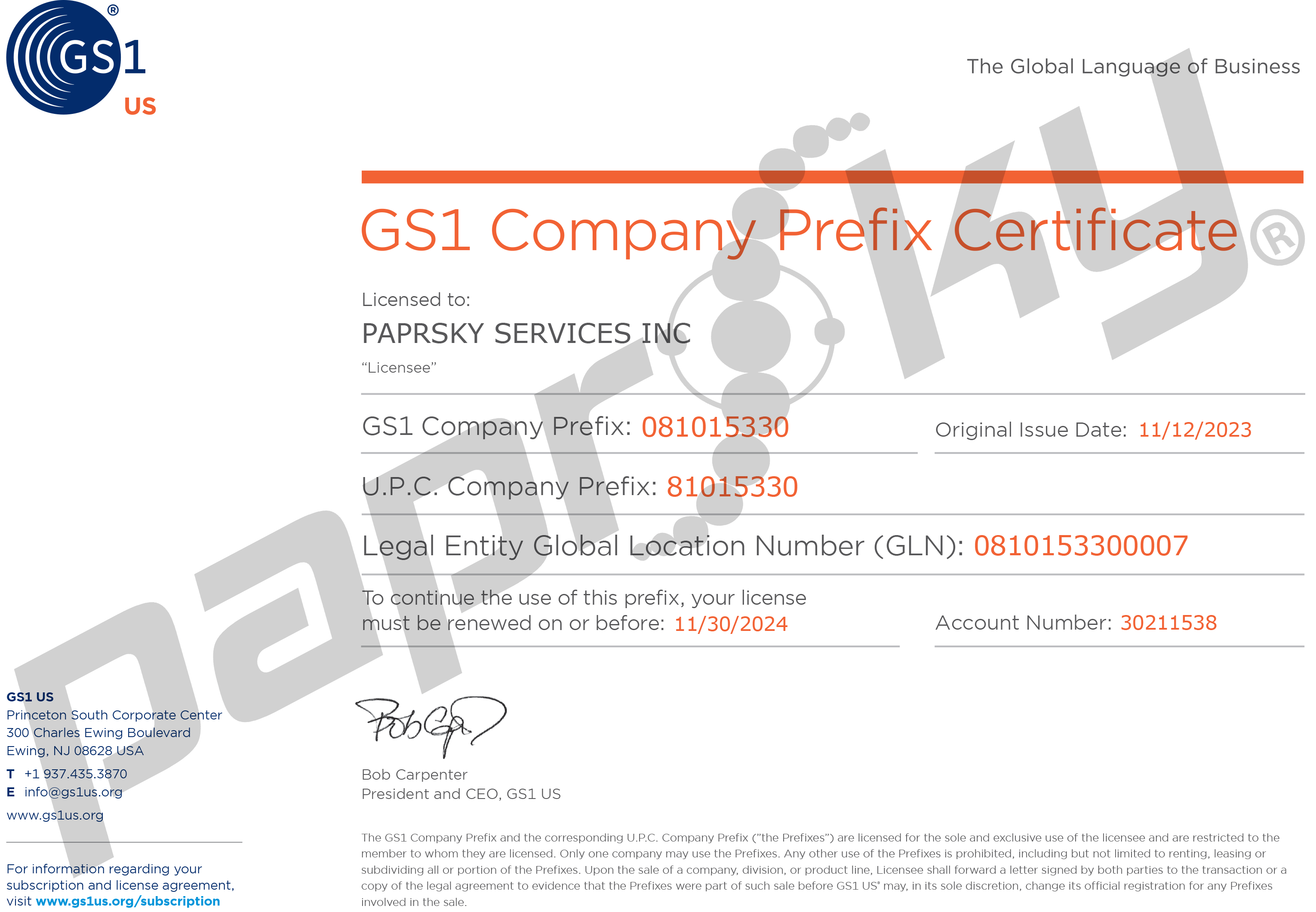 GS1 – Global Barcode Registration